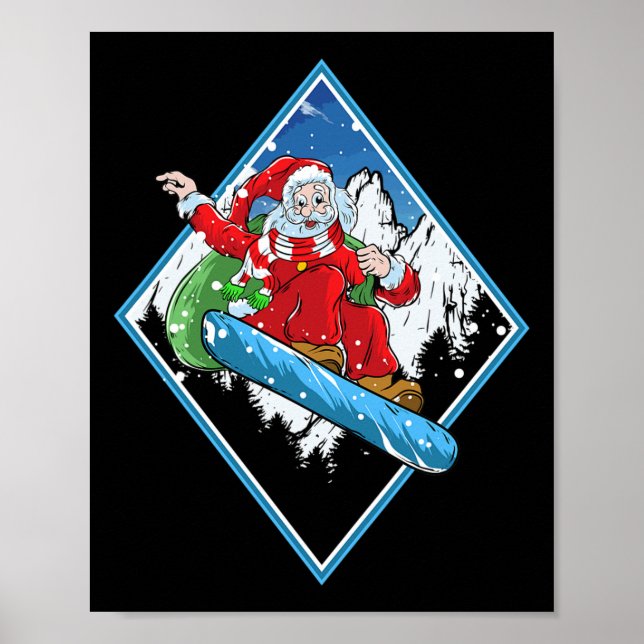 Christmas Santa Snowboarding  Poster (Front)