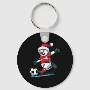 Christmas Santa Snowman Playing Soccer Funny Toddl Key Ring