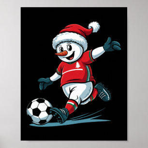 Christmas Santa Snowman Playing Soccer Funny Toddl Poster