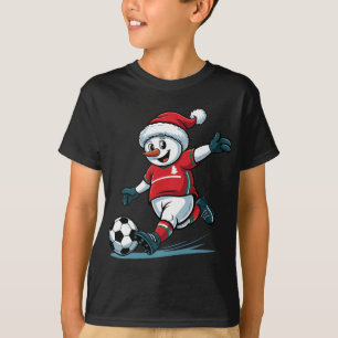 Christmas Santa Snowman Playing Soccer Funny Toddl T-Shirt