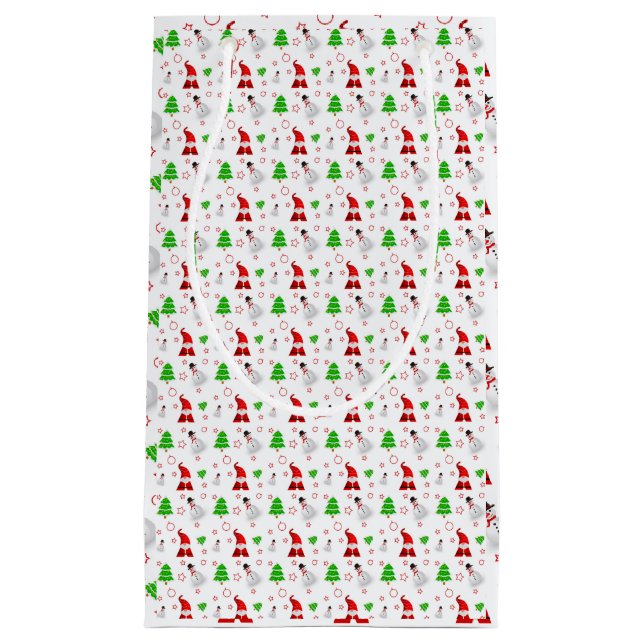 Christmas Santa Snowman Small Gift Bag (Front)