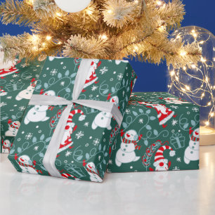 Christmas Santa Snowman Wrapping Paper