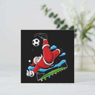 Christmas Santa Soccer Bicycle Kick Xmas Sports Holiday Card