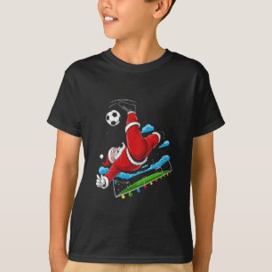 Christmas Santa Soccer Bicycle Kick Xmas Sports T-Shirt