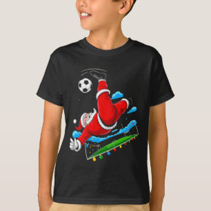 Christmas Santa Soccer Bicycle Kick Xmas Sports T T-Shirt