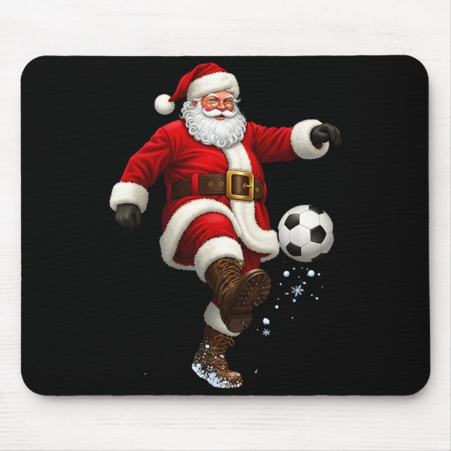 Christmas Santa Soccer Player Football Festive Mer Mouse Pad (Front)