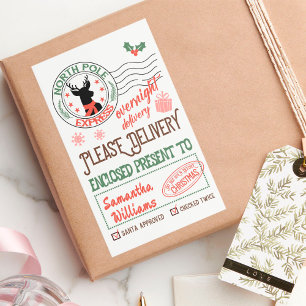 Christmas Santa special delivery with name Rectangular Sticker