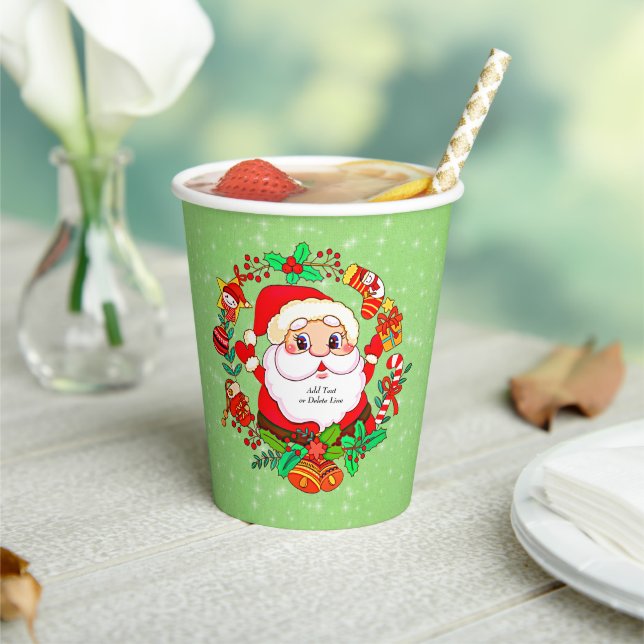 Christmas Santa Stocking Cane Present Holly Paper Cups (Insitu)