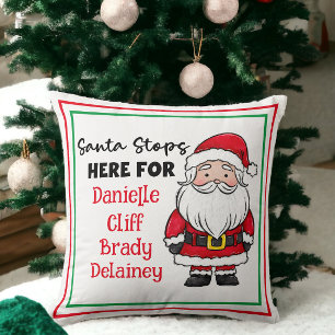 Christmas Santa Stops Here Personalised Cushion
