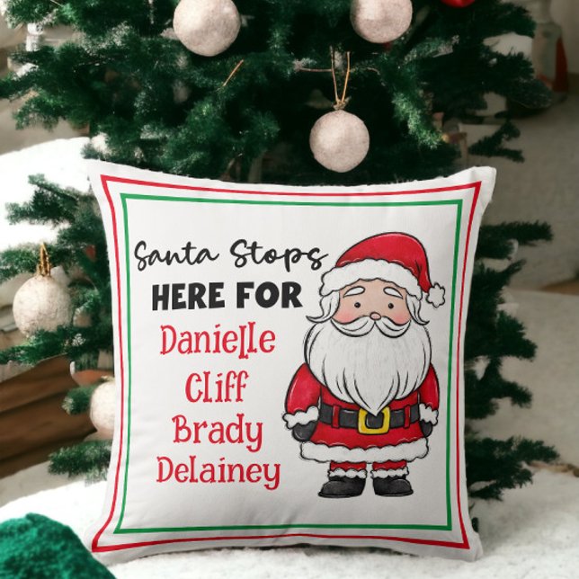 Christmas Santa Stops Here Personalised Cushion (Creator Uploaded)