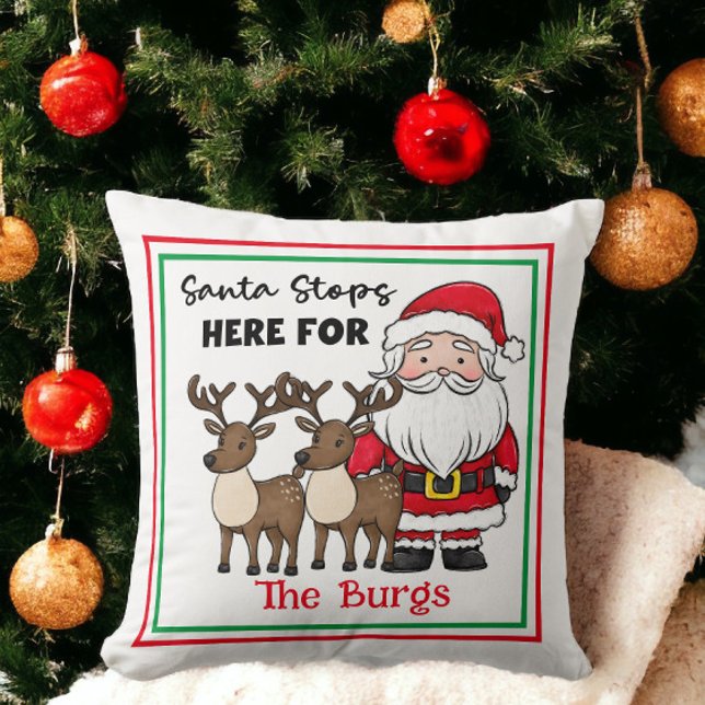 Christmas Santa Stops Here Personalised Family Cushion (Creator Uploaded)