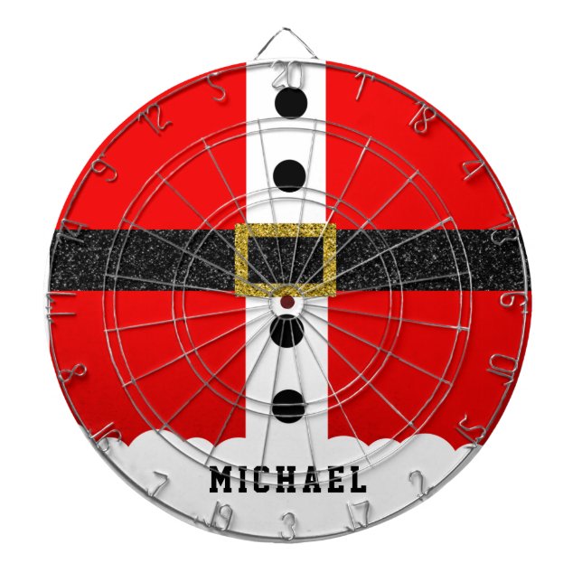 Christmas Santa Suit Funny Modern Glitter Belt Dartboard (Front)