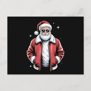 Christmas Santa Sunglasses Leather Jacket Bomber Holiday Postcard
