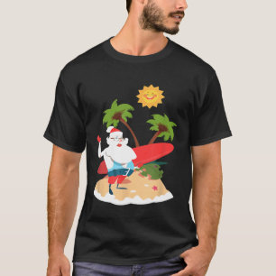 Christmas Santa Surfer Surfing Wave Hawaii Surfboa T-Shirt