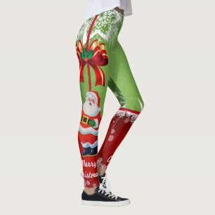 Christmas Santa Tied With A Bow Leggings Pants