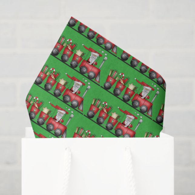 Christmas Santa Train Holiday tissue paper (Gift Bag)
