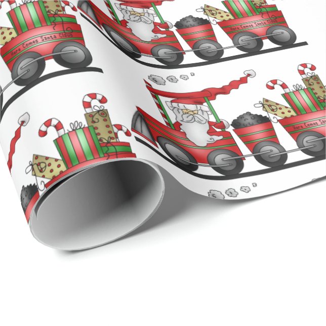 Christmas Santa Train Holiday wrap Wrapping Paper (Roll Corner)