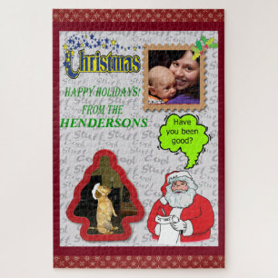 Christmas Santa & Tree Add Photos Large Jigsaw Puzzle