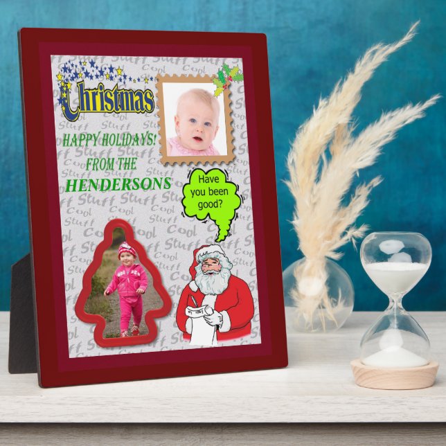 Christmas Santa & Tree Add Photos Plaque (Side)
