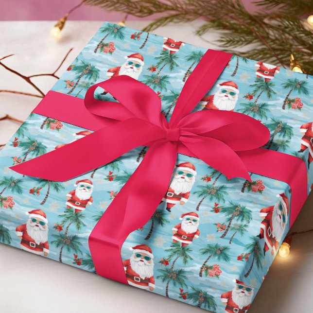 Christmas Santa Tropical Beach Wrapping Paper (Creator Uploaded)