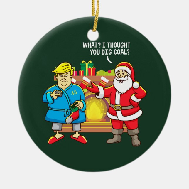 Christmas Santa Trump Funny Ceramic Tree Decoration (Front)