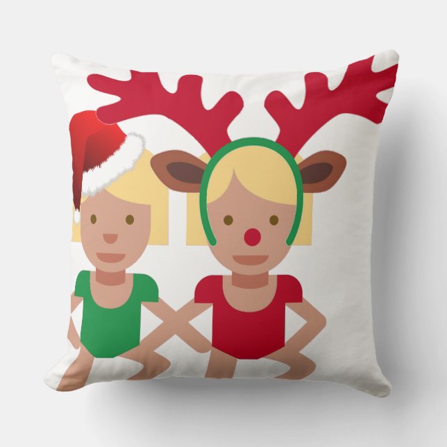 christmas santa twins emoji cushion (Front)