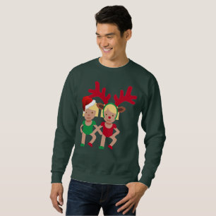 christmas santa twins emoji mens sweatshirt