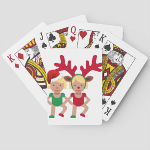 christmas santa twins emoji playing cards