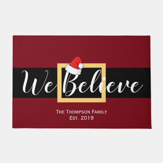 Christmas Santa We Believe Doormat (Front)