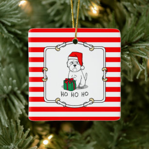 Christmas Santa West Highland White Terrier Westie Ceramic Ornament