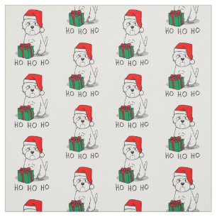 Christmas Santa West Highland White Terrier Westie Fabric