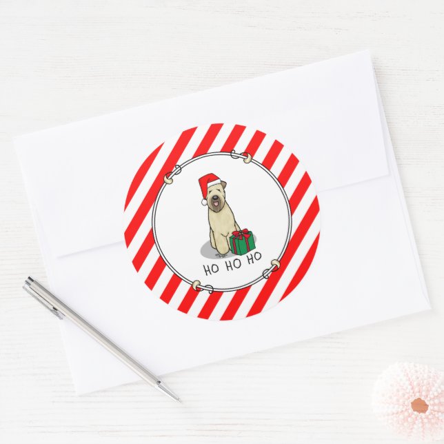 Christmas Santa Wheaten Terrier (wheaten 1b2) Cute Classic Round Sticker (Envelope)