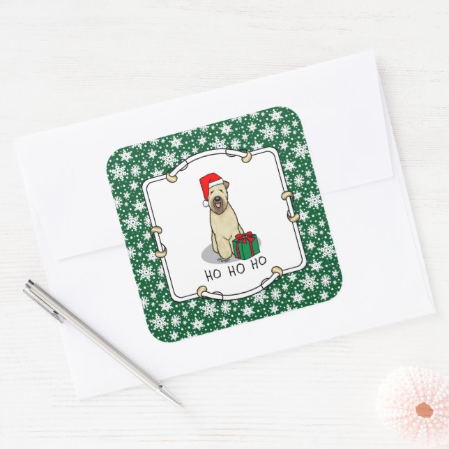 Christmas Santa Wheaten Terrier (wheaten 1b2) Cute Square Sticker (Envelope)