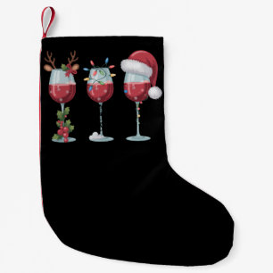 Christmas Santa Wine Glass Holiday Season Drinking Small Christmas Stocking