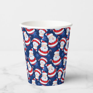 Christmas Santa with Candy Cane and Snowflakes   Paper Cups