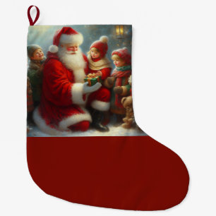 Christmas Santa with Children 2 Large Christmas Stocking