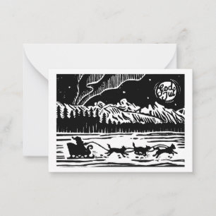 Christmas Santa with Dog Sleigh in the Arctic Card