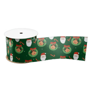 Christmas Santa with Friends and Candy Canes   Satin Ribbon