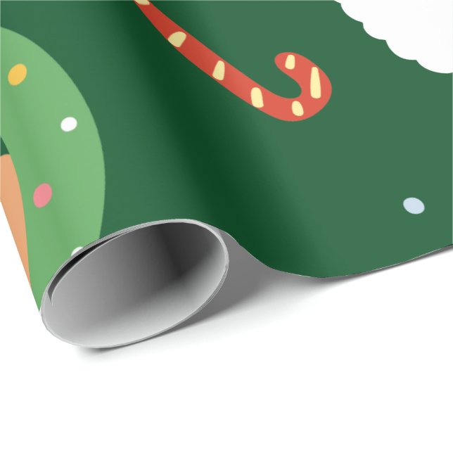 Christmas Santa with Friends and Candy Canes  Wrapping Paper (Roll Corner)