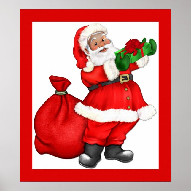 Christmas Santa with Gift Poster (Front)