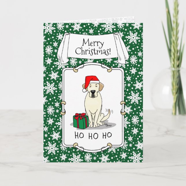 Christmas Santa Yellow Labrador Retriever Cute Card (Front)