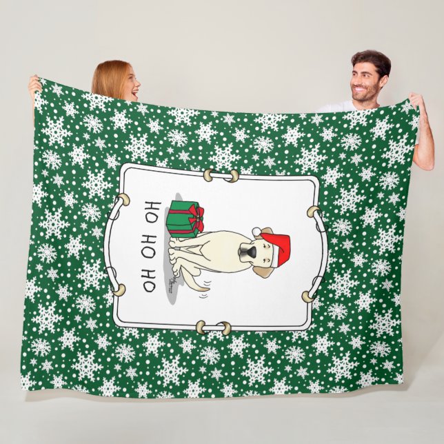 Christmas Santa Yellow Labrador Retriever Cute Fleece Blanket (In Situ)