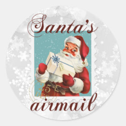 Christmas Santa's Airmail Classic Round Sticker