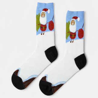 Christmas Santas and Christmas Pudding Socks 