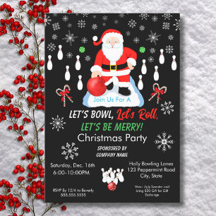 Christmas Santa's Bowling Party  Invitation