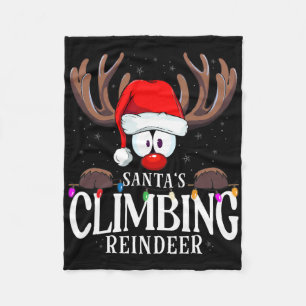 Christmas Santa's Climbing Reindeer Matching X-mas Fleece Blanket