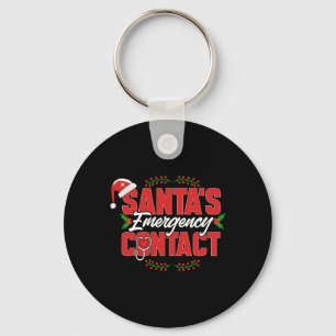 Christmas Santa's Emergency Contact. Nurse Key Ring
