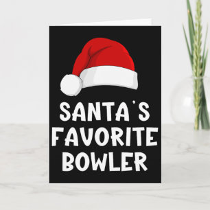 Christmas Santa's Favorite Bowler Funny Xmas Bowli Card