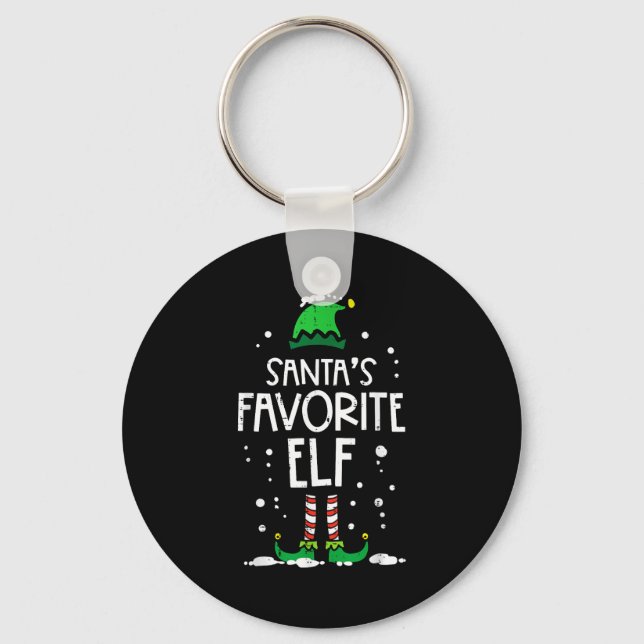 Christmas Santas Favorite Elf Xmas Matching Kids M Key Ring (Front)