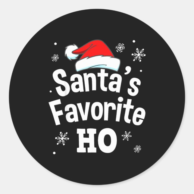 Christmas Santa's Favorite Ho Shirt, Adult Naughty Classic Round Sticker (Front)